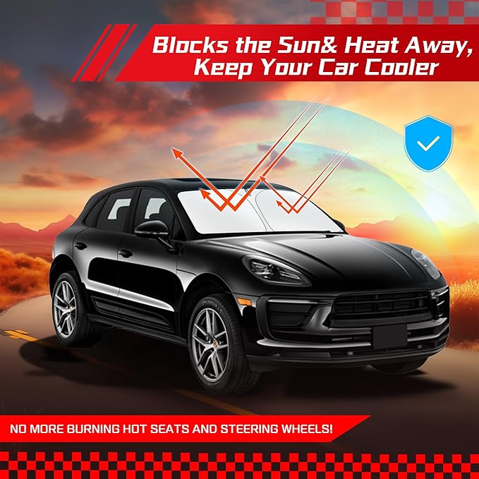 ARISMOTOR Windshield Sun Shade for Porsche Macan 2014-2025 2026, Custom Fit - Image 7