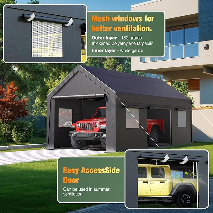 Polar Aurora Carport, 12x20 FT Heavy Duty Carport - Image 4