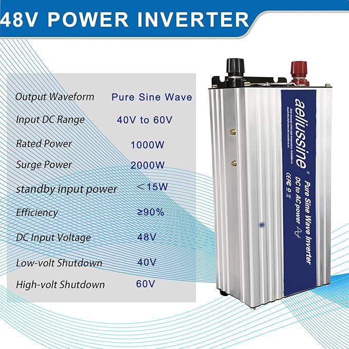 1000W Pure Sine Wave Inverter-48V DC to 110V 120V AC Power Converter - Image 4