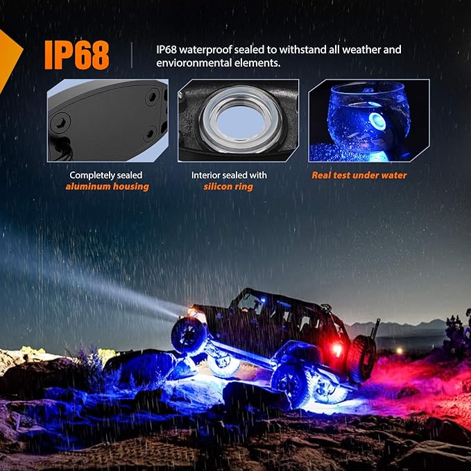 Nilight LED Rock Light 4PCS Underglow Wheel Well Pods Waterproof Exterior - Image 5