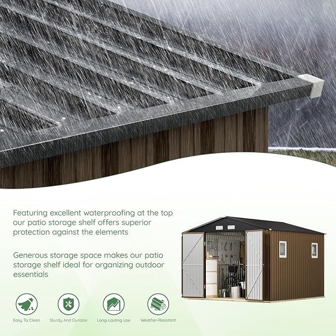 10X10X7.5 FT Outdoor Steel Storage Shed - Image 8