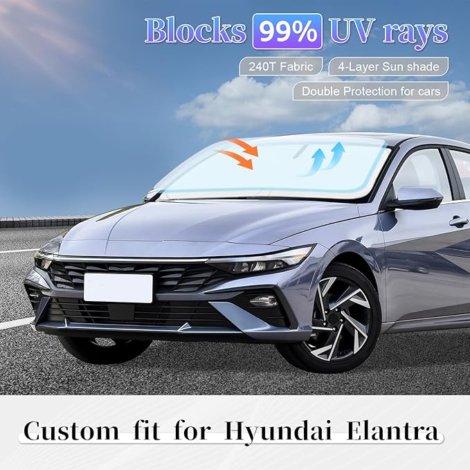 Sun Shade Sunshade for Hyundai Elantra 2021-2024 2025 2026 Windshield Cover - Image 2
