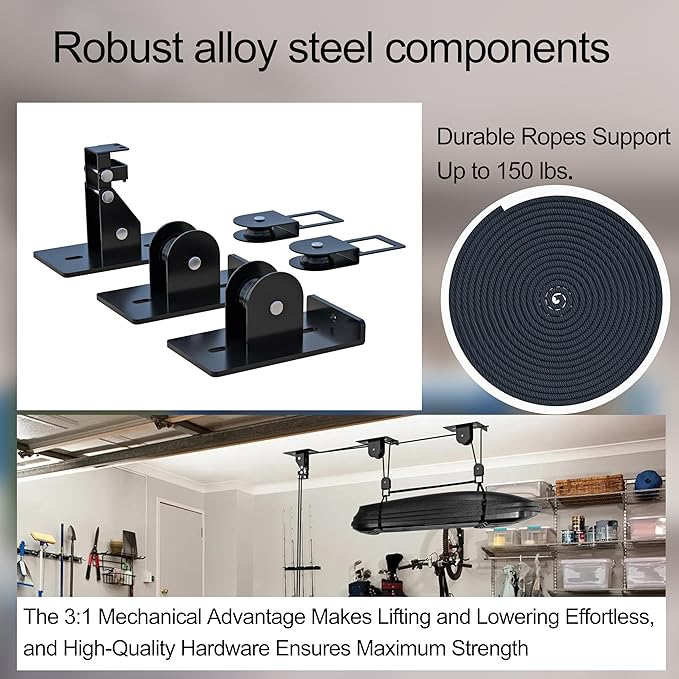 2025 Upgrade Cargo Box Garage Pulley System, Garage Ceiling Hoist Heavy-Duty - Image 5