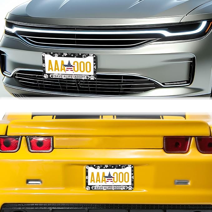 License Plate Holder Black and White License Plate Frames Save a Life Adopt - Image 8