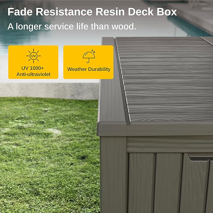 EAST OAK Outdoor Storage Box, 150 Gallon Deck Box, Large Resin Storage Bin - Image 2