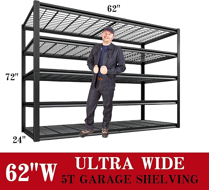 62" W x 24" D x 72" H Garage Shelving Heavy Duty Metal Shelving 3500LBS Storage - Image 3