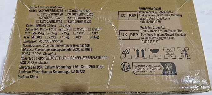 VEVOR Carport Replacement Canopy Cover 10 x 20 ft, Garage Top Tent Shelter Tarp - Image 16