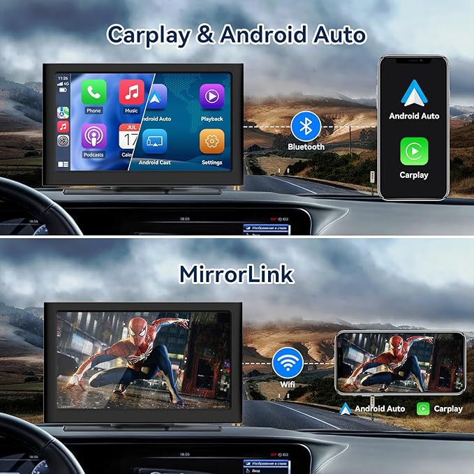 7” Wireless Carplay &Android Auto IPS Touch Screen, Portable Car Stereo - Image 2