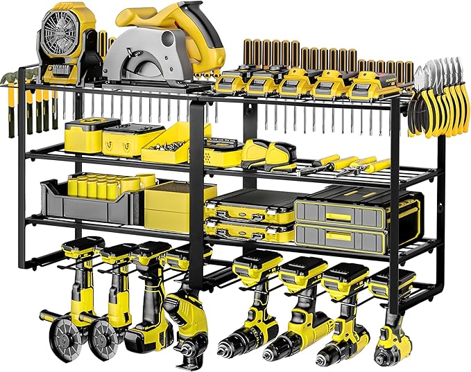 Metal Power Tool Organizer, Space-Saving Wall-Mounted Power Tool Rack, Holds 8 by Unknown