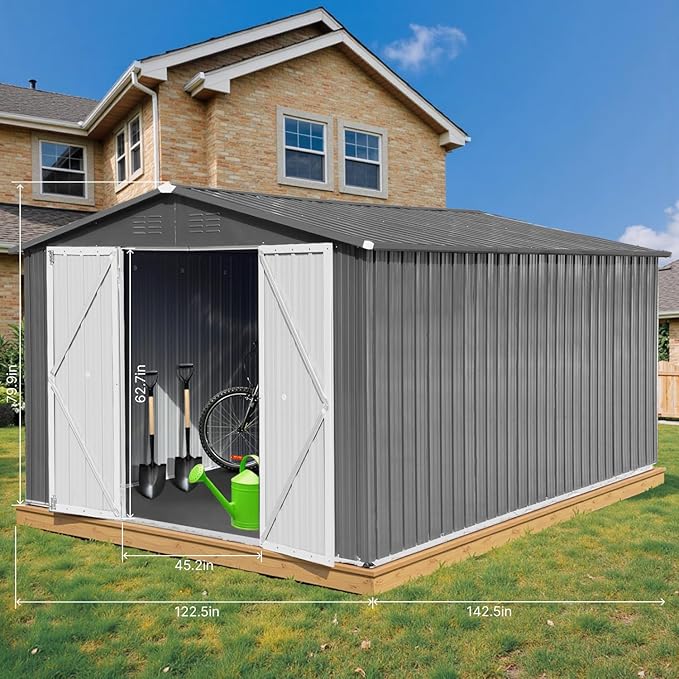10 x 12 FT Outdoor Storage Shed, Metal Garden Tool Shed - Image 7