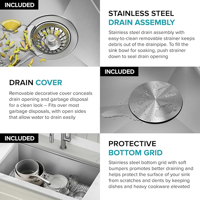 KRAUS Kore Workstation 30-inch Undermount 16 Gauge Stainless Steel Kitchen Sink - Image 8
