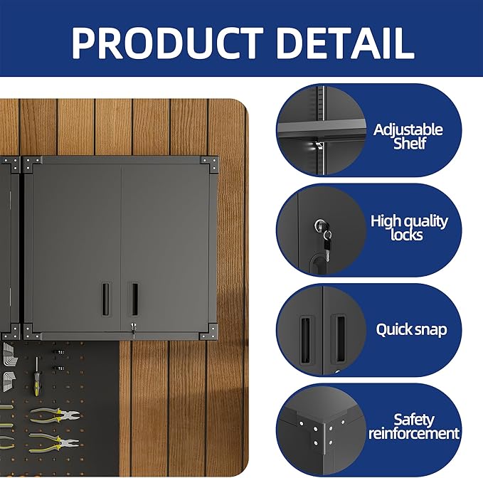 Metal Tool Cabinet, Garage Storage Cabinet System, Wall Cabinet & Locking - Image 6