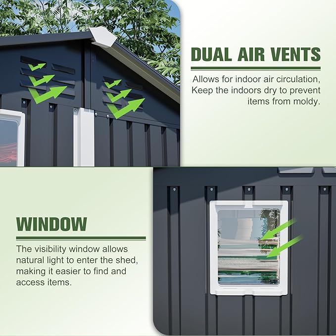 6x4 FT Outdoor Storage Shed, Metal Shed - Image 11