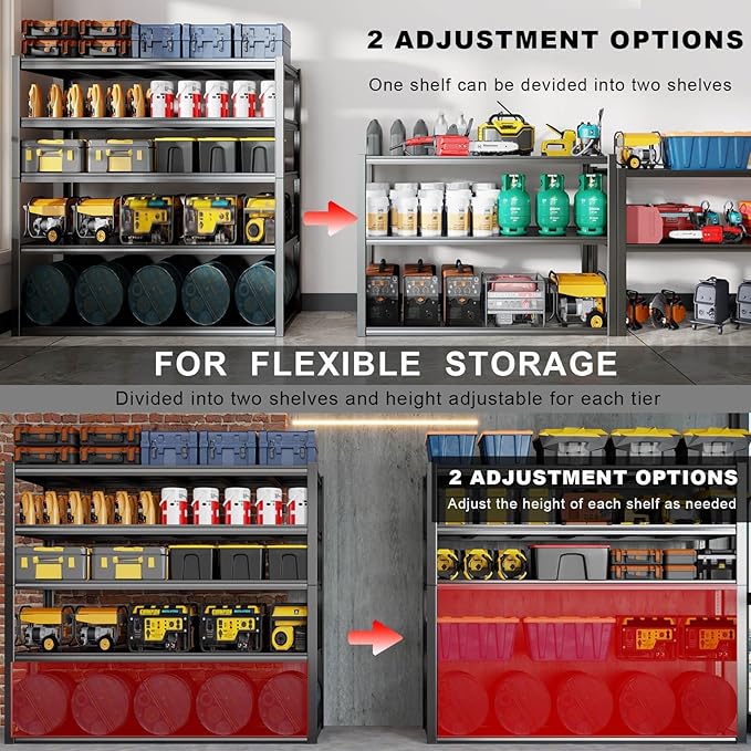 65" W Heavy Duty Garage Shelving, 5 Tier Metal Shelving Unit, Commercial - Image 4