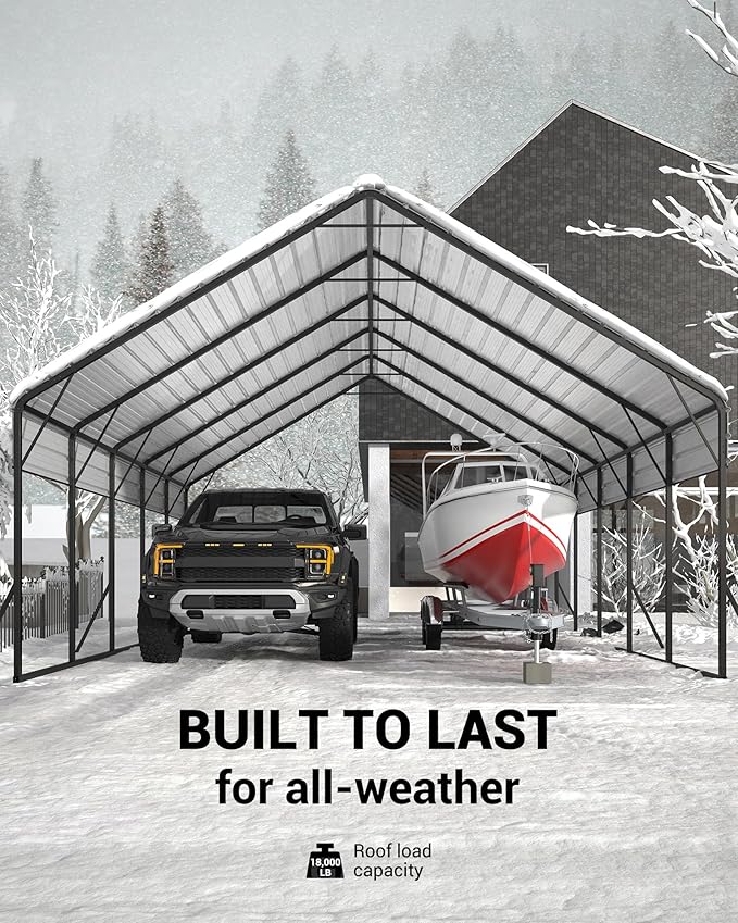 20'x25'x13' Metal Carport for 2 Cars, Heavy Duty Extra Tall Carport for Heavy - Image 2