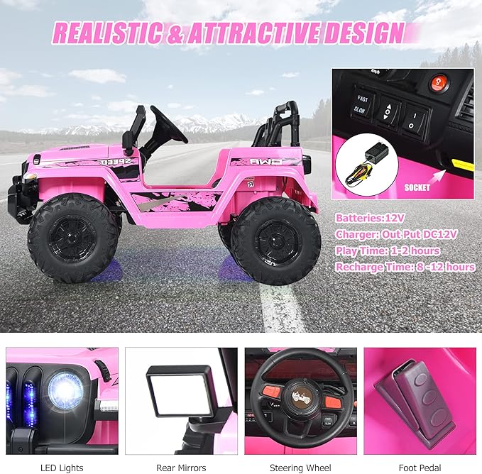 INFANS Ride on Car Truck with 2.4G Remote Control, 12V Battery Powered Electric - Image 6