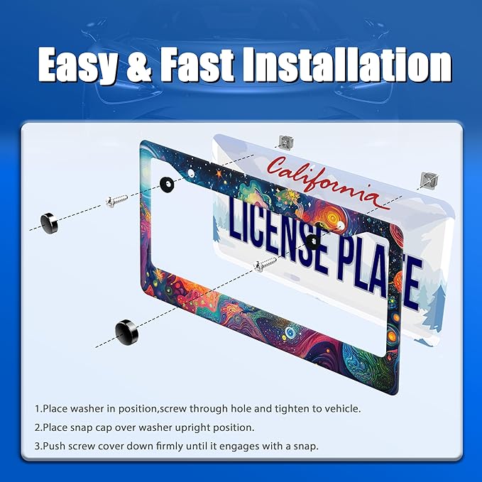Abstract Galaxy License Plate Frame Starry Sky License Plate Stainless Steel - Image 3