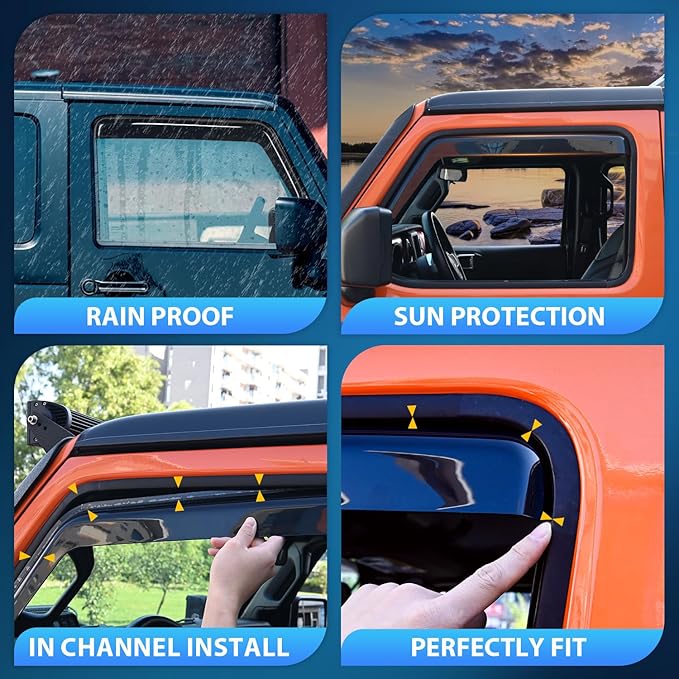 Nilight in Channel Rain Guards for Jeep Grand Cherokee 2011 2012 2013 2014 2015 - Image 3