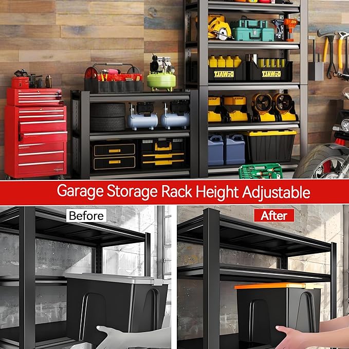 Metal Garage Shelving Unit, Heavy Duty 5-Tier Adjustable Storage Rack, Steel - Image 4