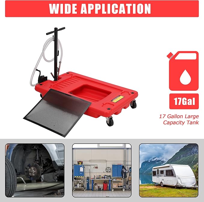 ‌17 Gal Low Profile Oil Drain Pan, Heavy Duty Mobile Oil Changing Pan - Image 6