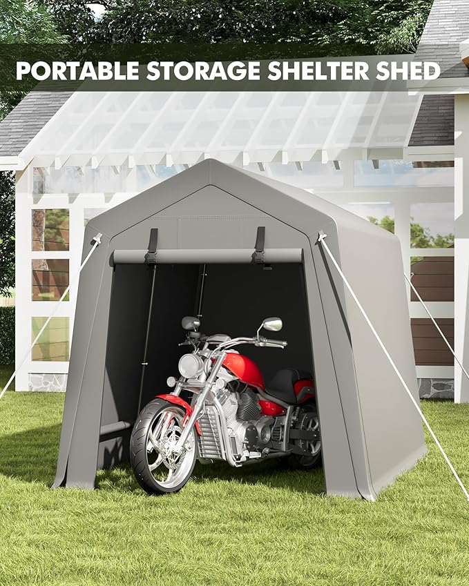 7 x 10 ft Carport Storage Shed, Portable Garage - Image 2