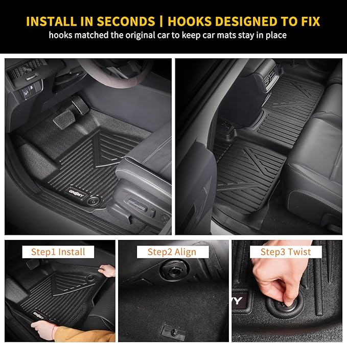GINOWY-Floor Mats for Chevy Colorado 2023 2024 2025 Crew Cab &GMC Canyon - Image 4