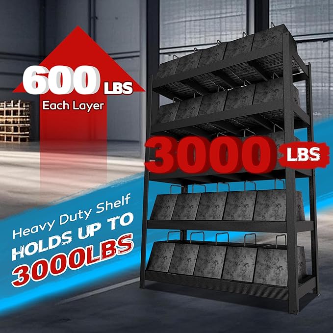 MUPATER 60.04”W × 24.02”D × 80.71”H Metal Storage Shelves, 3000 LBS Heavy Duty - Image 5