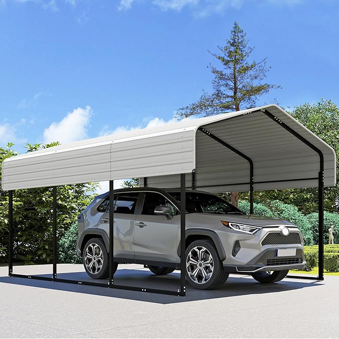 Real Relax 10×15FT Heavy Duty Carport, Metal Car Port Multi-Use Outdoor Storage by RealRelax