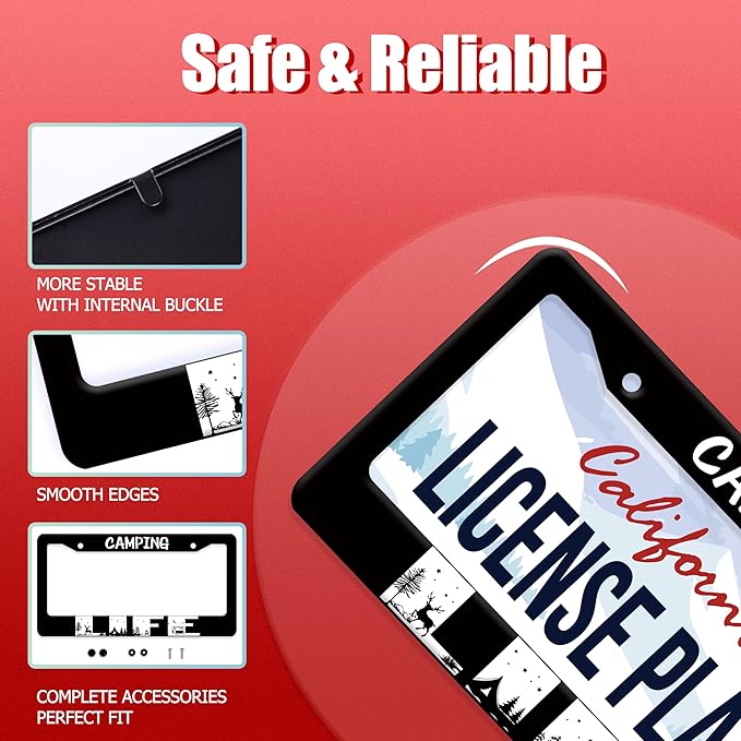Camping Life License Plate Frame Forest Night Deer License Plate Frames - Image 2
