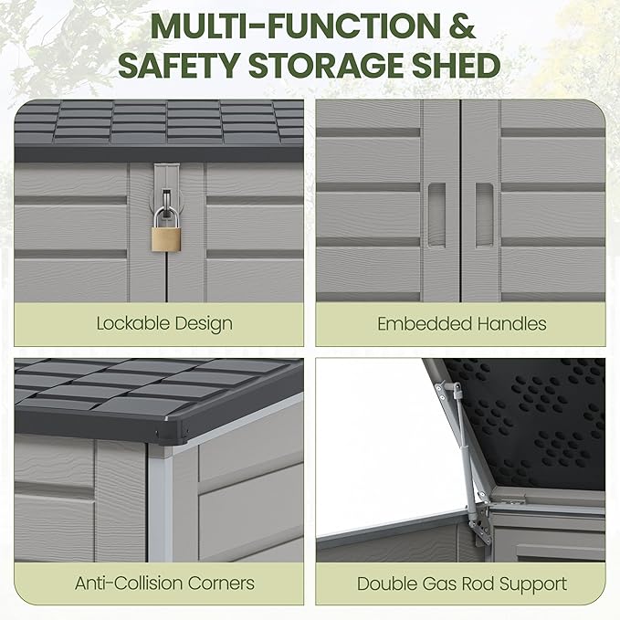 Outdoor Trash Can Storage Shed 4.6 x 4.1 FT, 304 Gallon Resin Shed - Image 4