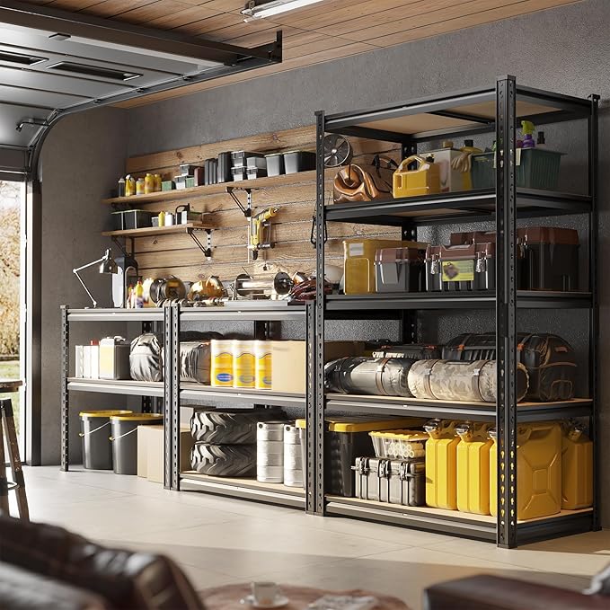 Set of 2 Storage Shelves, 27.7"W Metal Shelving 2010LBS Garage Shelving Heavy - Image 2
