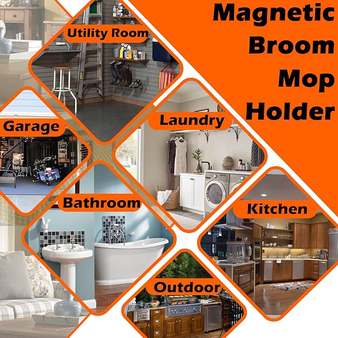 Heavy Duty Magnetic Broom Holder, Strong Magnetic Mop Hanger - Image 6
