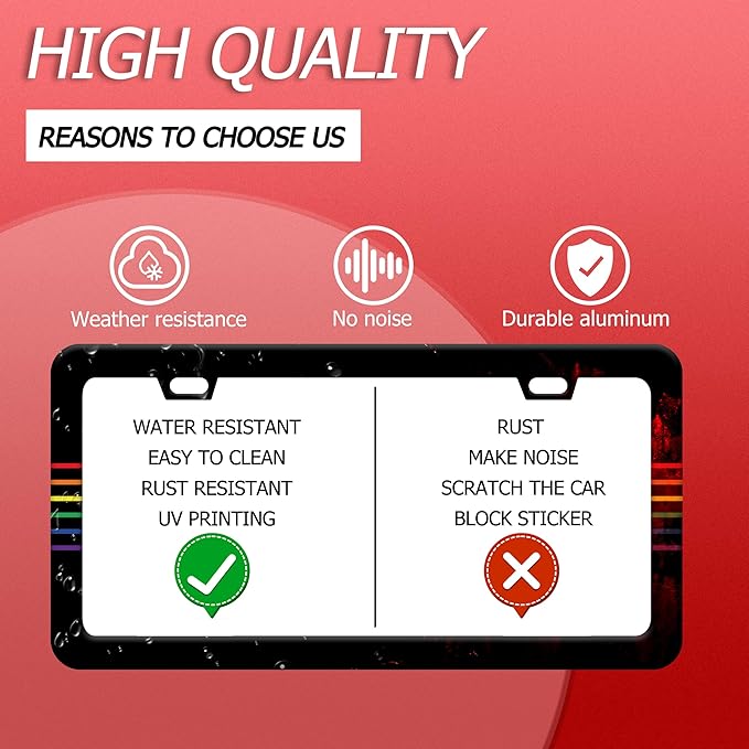 Gay Rainbow Line License Plate Frame Funny LGBT License Plate Frames Stainless - Image 4