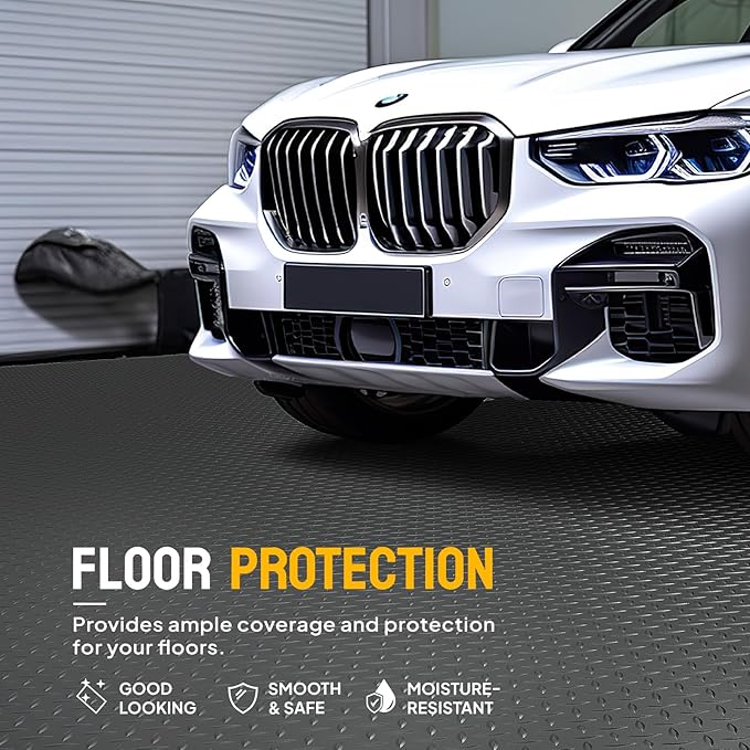 TUFFIOM 7'87'' x 22 FT Garage Floor Mat, Thickened Diamond Plate PVC Garage - Image 2