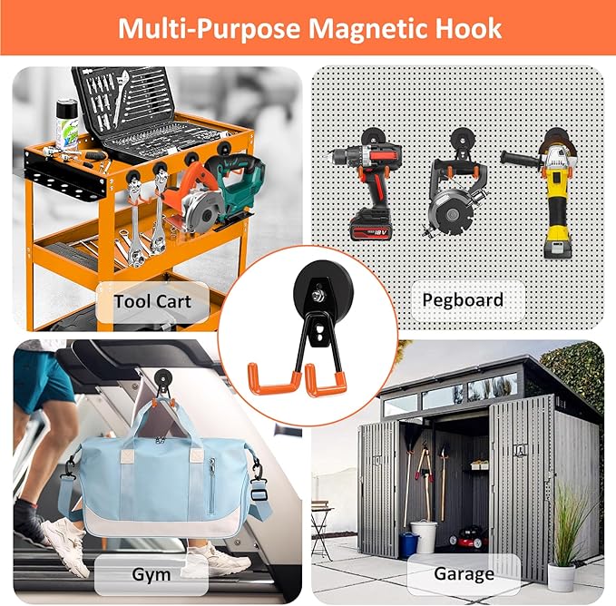 ENUODA Strong Magnetic Hooks Heavy Duty 4 Pack Magnet Garage Hook Heavy Duty - Image 6