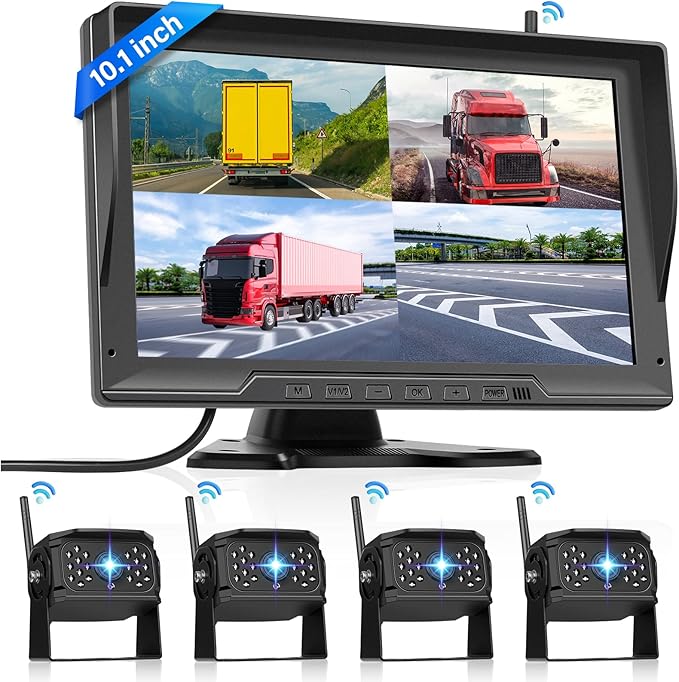 1080P Wireless Backup Camera Digital System Kit, Hodozzy 10.1 Inch HD 4 Quad by Hodozzy
