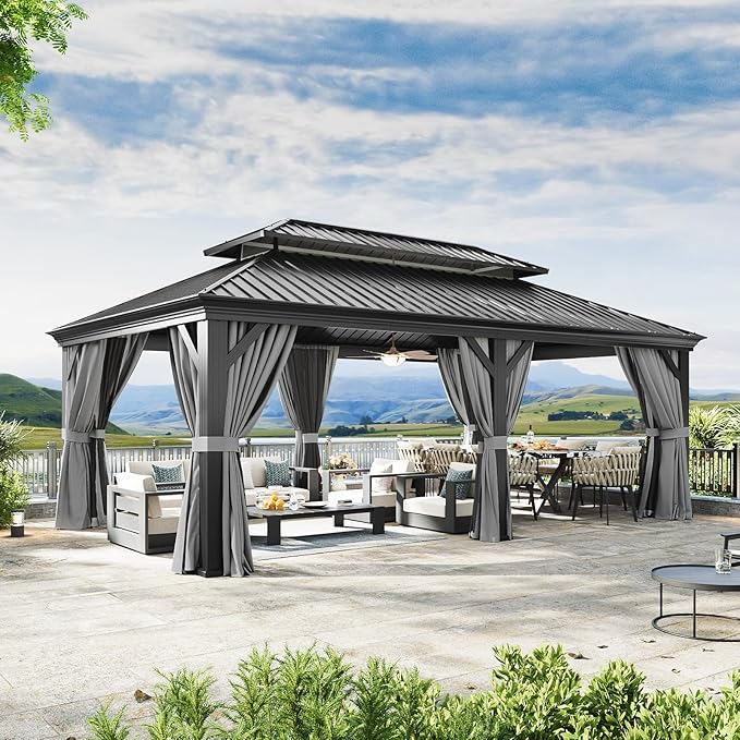 Aoxun 12' X 20' Hardtop Gazebo, Aluminum Outdoor Gazebo by Aoxun