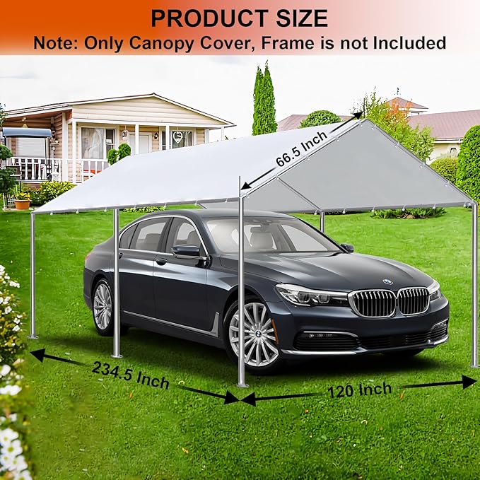 10 x 20 Ft Carport Replacement Canopy Cover Garage Top Tent Shelter - Image 6