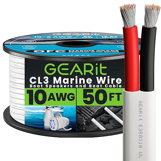 GEARit 10 Gauge Marine Wire, 10/2 AWG Marine Grade Tinned Copper Oxygen Free by GEARit