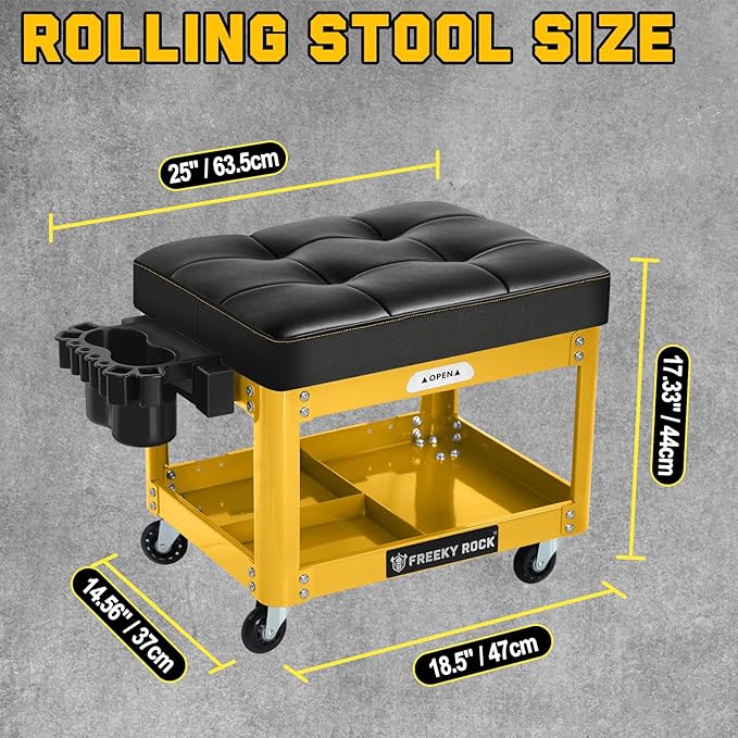 Rolling Mechanic Shop Stool - Image 2