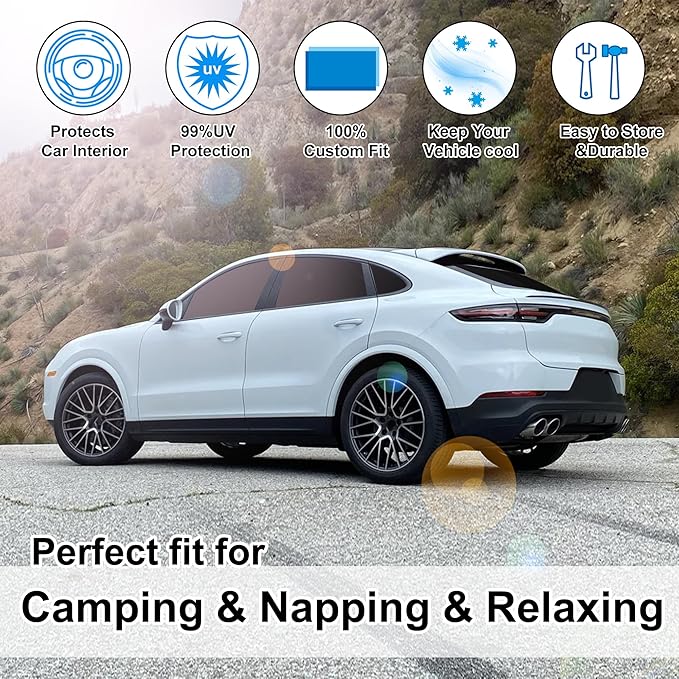 TINGLU Window Shades for Porsche Cayenne 2019-2025 Accessories Car Side Full - Image 6
