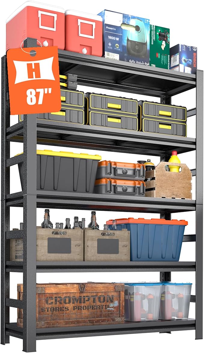 87"H Garage Shelving Heavy Duty Rack, 4500 LBS Ultra Large Capacity 5 Tier by ErgoNova