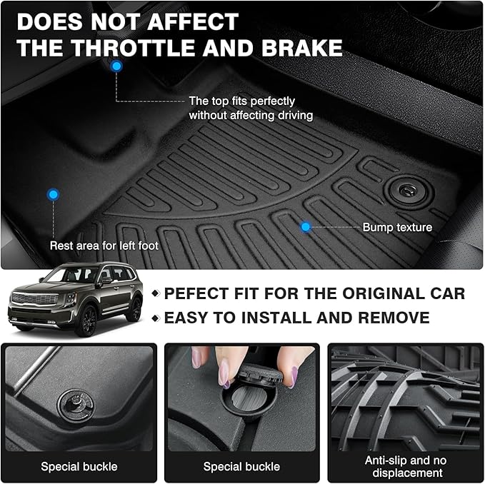 Powerty Floor Mats for 2020-2025 2026 Kia Telluride 7 Seats Accessories All - Image 4