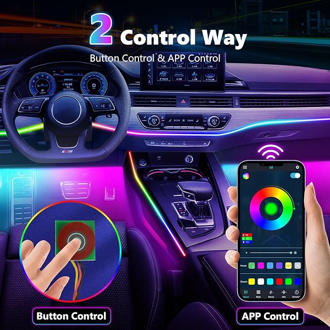 Acrylic Interior Car LED Strip Light, AMKI Dreamcolor Car Neon Light - Image 7