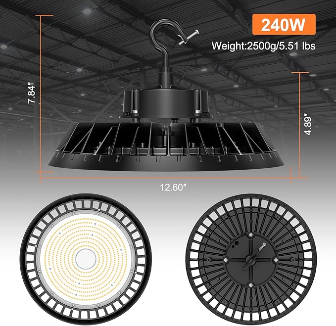 LED High Bay Lights, Super Bright 240W UFO High Bay LED Shop Lights, 36000LM - Image 6