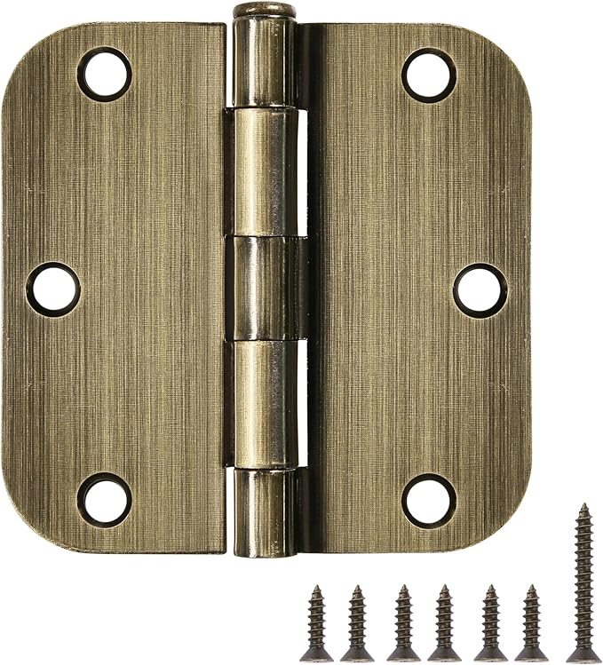 18 Pack Door Hinges Antique Brass 3.5 Inch Interior 3 1/2" Round 5/8" Radius by TDCHINGES