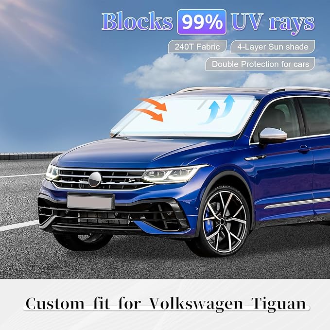 Sun Shade Sunshade for Volkswagen Tiguan 2018-2023 2024 2025 Windshield Cover - Image 2