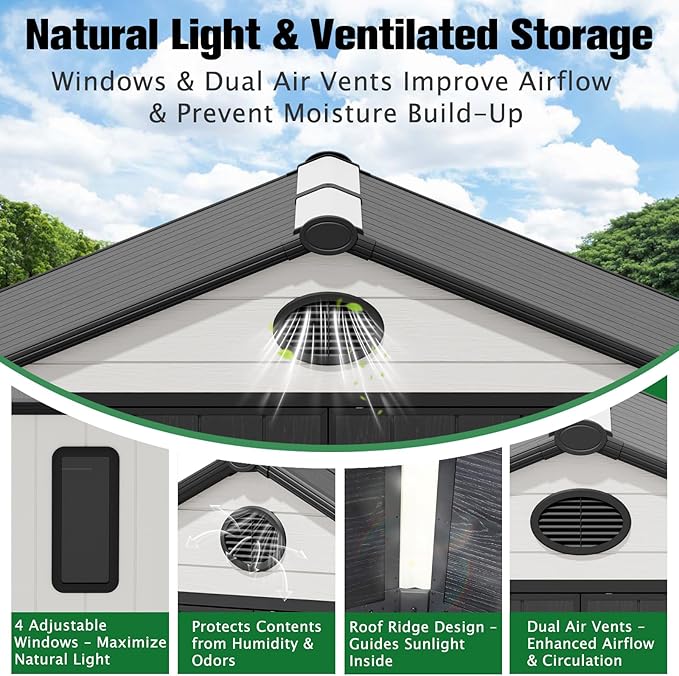 EAGLE PEAK 8x8 Resin Outdoor Storage Shed, Weatherproof Garden Shed - Image 2