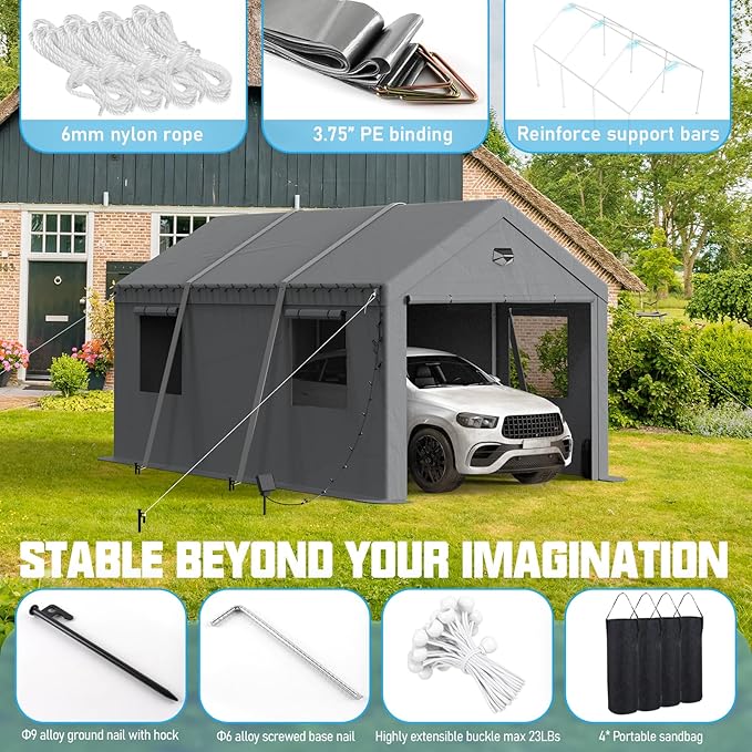 10x16 Carport, Heavy Duty Carport Canopy Garage - Image 3