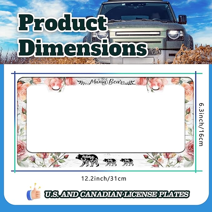 Mama Bear License Plate Frame Beautiful Flowers - Image 3